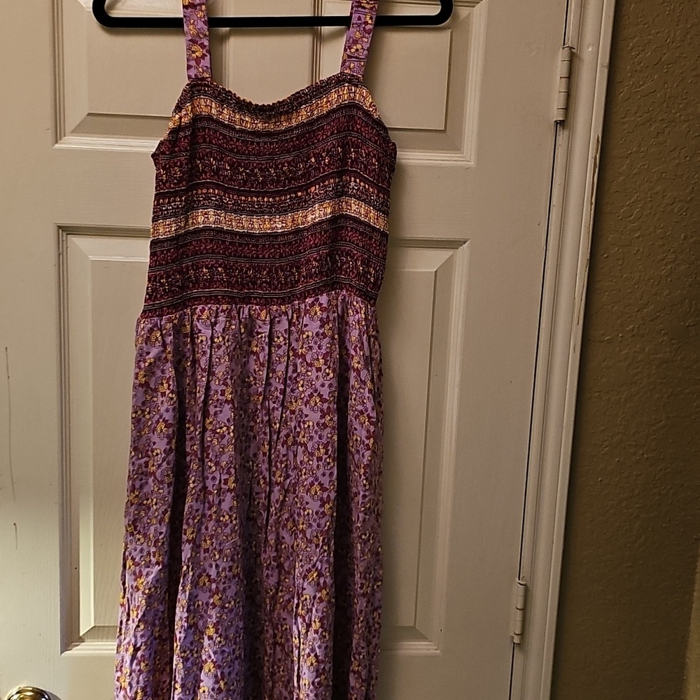 Boho Purple Floral Maxi Dress